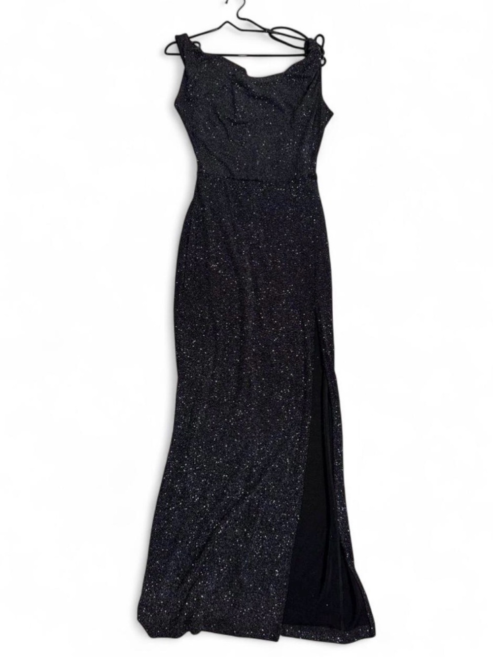 Vintage Guess Black Sparkle Cowl Neck Low Back Gown- S- Y2K MobWife Prom Gala